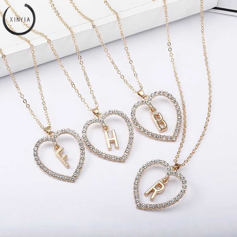 COD 26 Huruf Kalung Kristal Titanium Anti Karat 18K Alfabet Liontin Letter Necklace