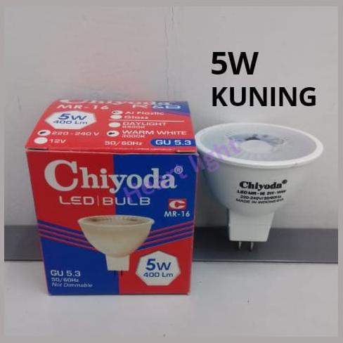 :::::::] LAMPU LED MR16 GU53 5W WARM WHITE KUNING 220V AL PLASTIK CHIYODA