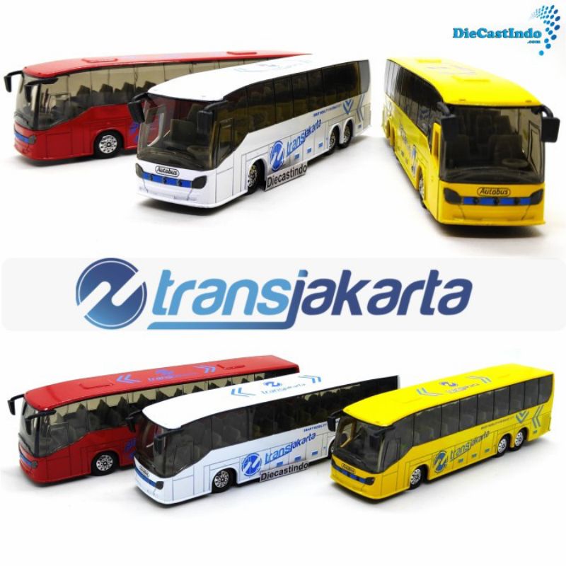 Mainan Mobil Bus Transjakarta Diecast Bus Mainan Anak Miniatur Bis