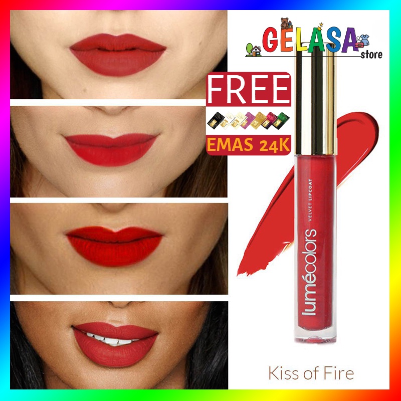 (Free Emas) Lumecolors Velvet Lipcoat Matte - KISS OF FIRE