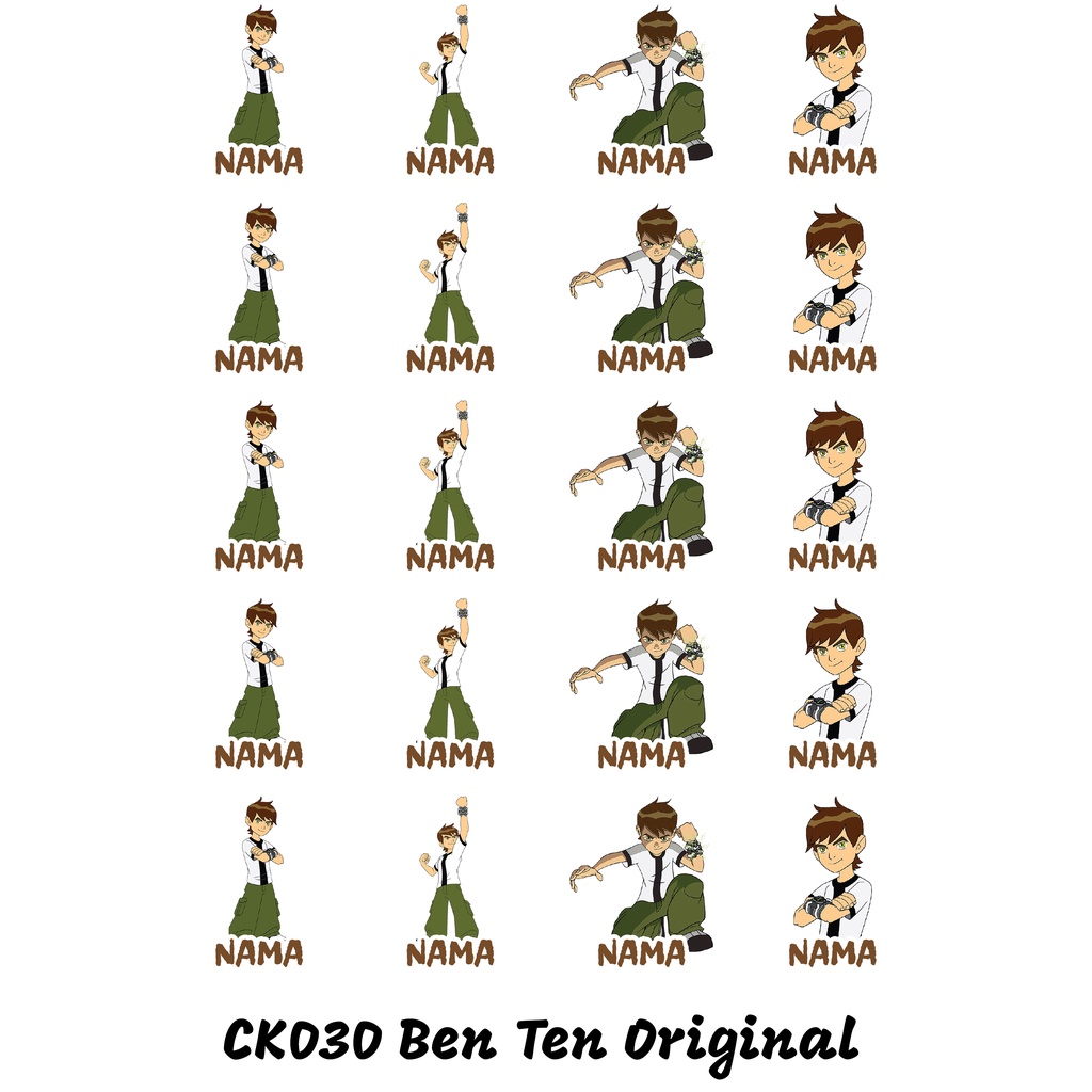 

Sticker Nama Cutting Label Waterproof Tahan Air Ben Ten Original (CK030)