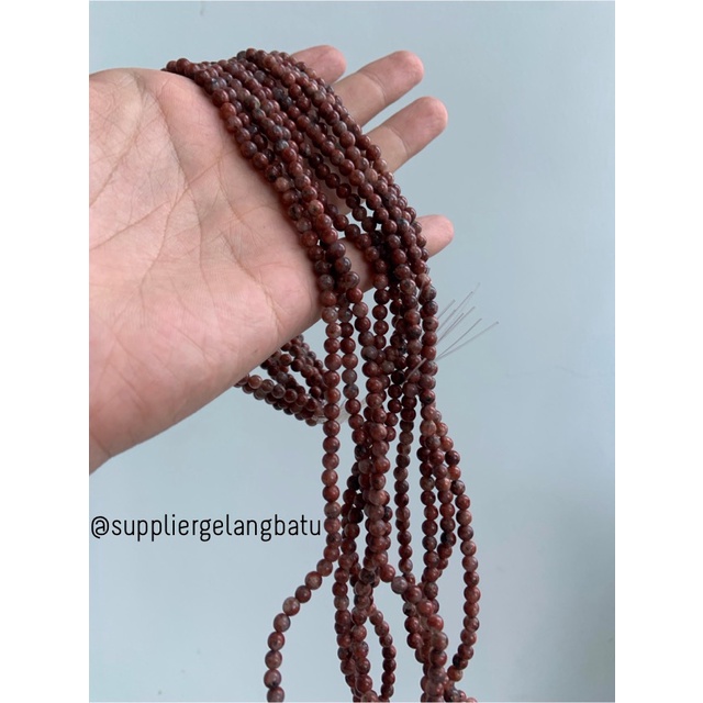 bahan red jasper 4mm natural batu alam akik gloss bahan gelang kalung