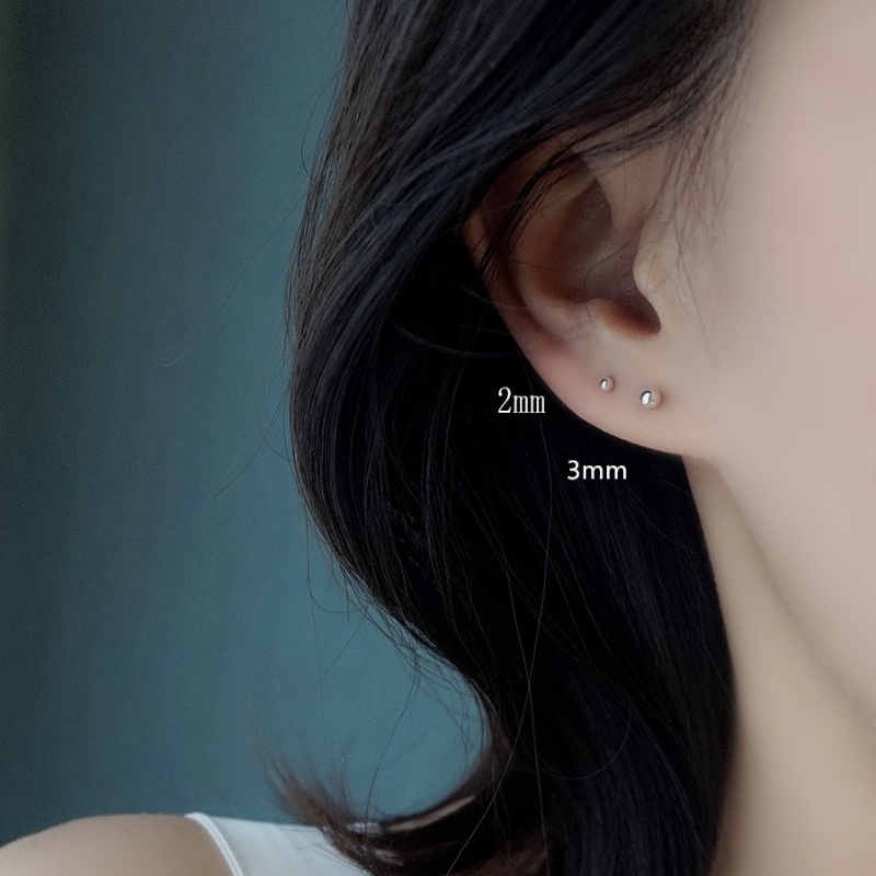 1pc Anting Stud Mini Bahan Sterling Silver S925 100% Dengan Karet plug Untuk Hadiah Perhiasan