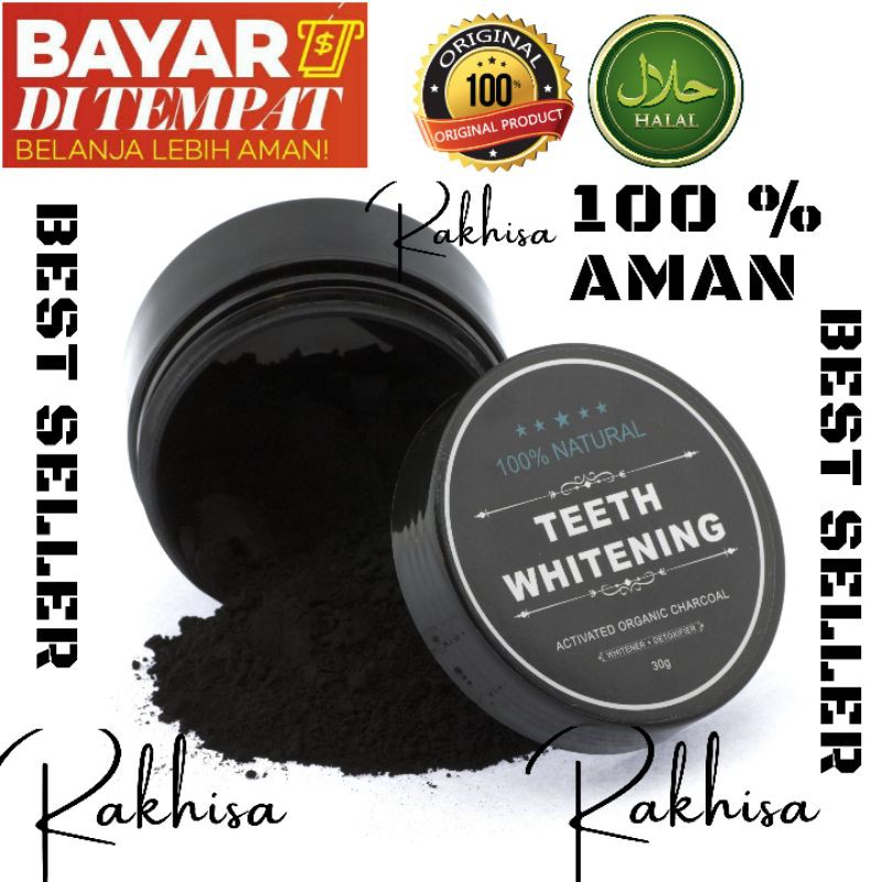 PEMUTIH GIGI TEETH WHITENING ACTIVED CHARCOAL POWDER ORIGINAL-30gr