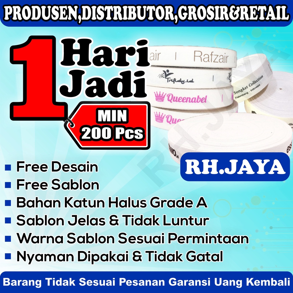 

Label Katun Label Hijab Label Pakaian min 200pcs