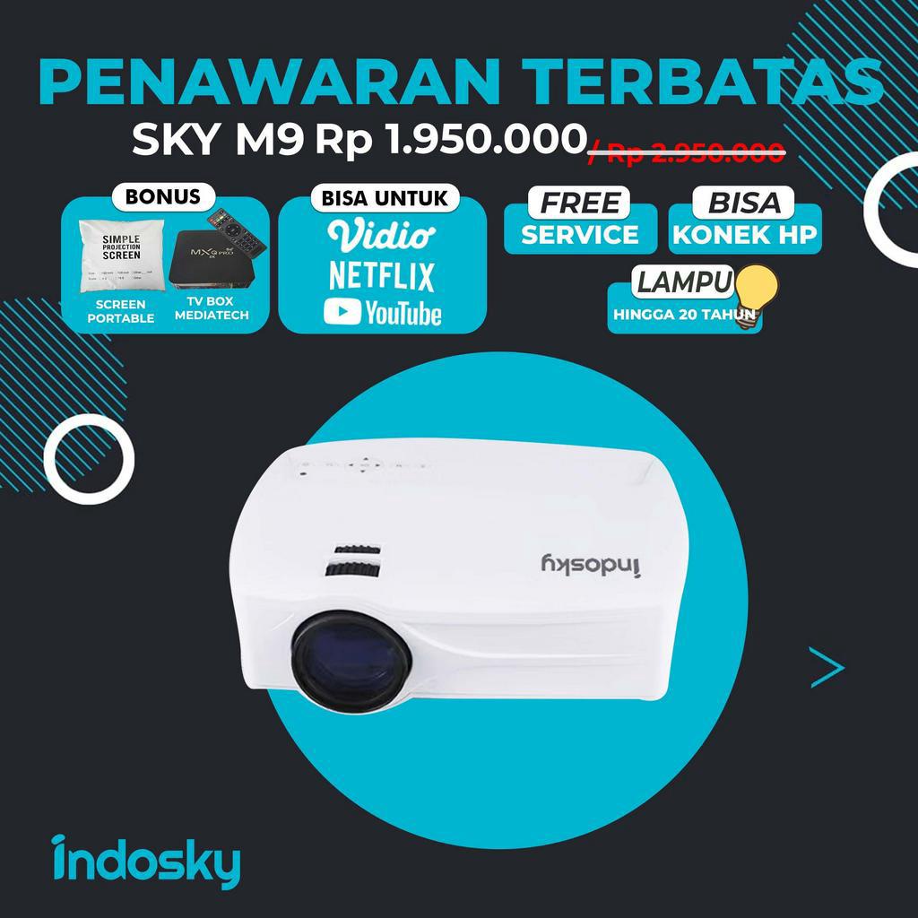 [PENAWARAN TERBATAS] PROYEKTOR INDOSKY M9 | PRODUK ORIGINAL | 100% ORIGINAL | PROJECTOR PORTABLE | MINI PROJECTOR | Pusat Proyektor Indonesia