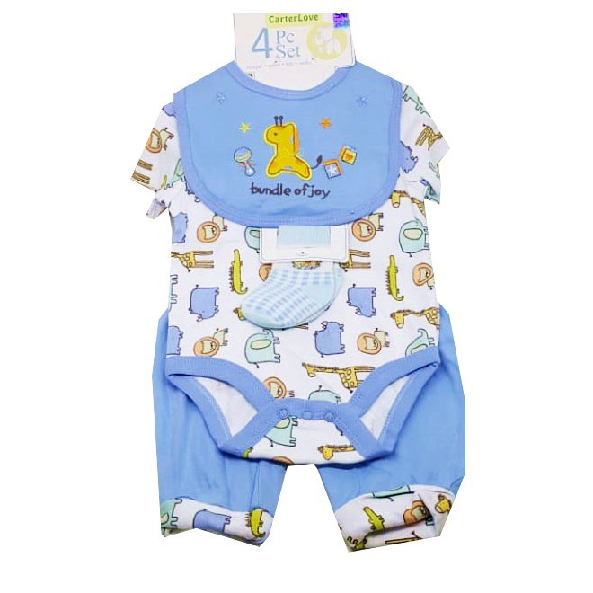 Promo Gajian Jumper Bayi 4in1 Set Slaber Tangan Pendek Carter Love