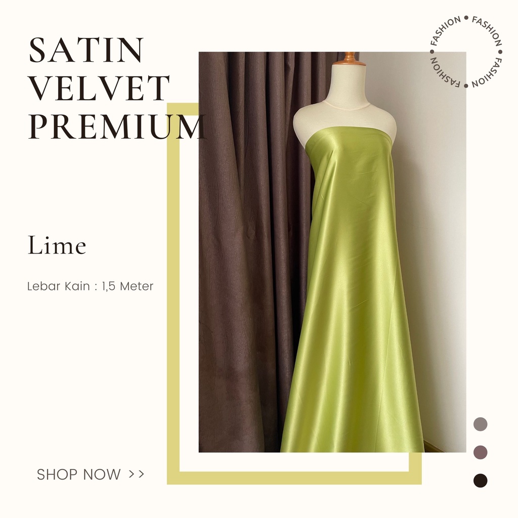Kain Furing Satin Sateen Silk Velvet Premium Warna Kuning Lemon Lime