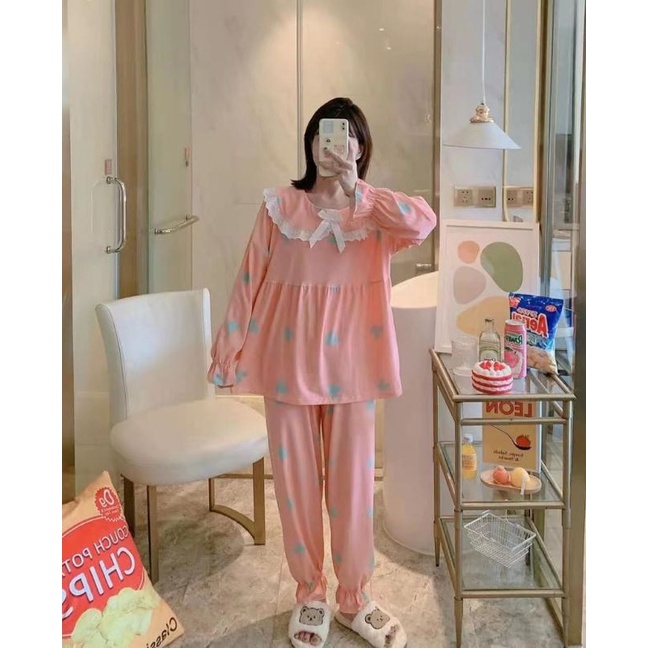 BAJU TIDUR WANITA DEWASA/PIYAMA RENDA PP/BAJU TIDUR IMPORT MURAH-Pp mickey salem