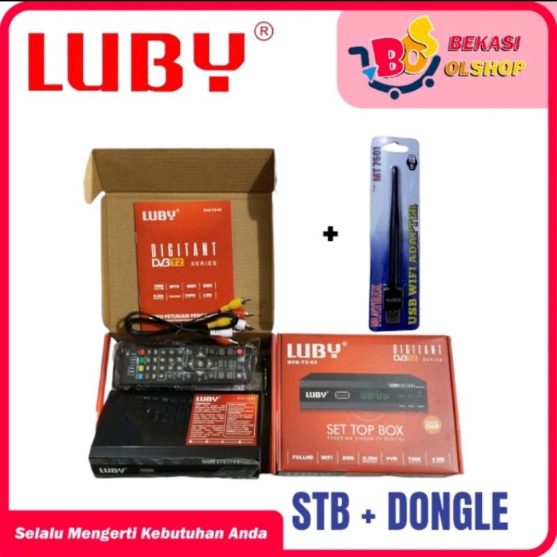 set top box PAKET LUBY SET TOP BOX T2 02 & WIFI DONGLE MATRIX MT7601 / TV SIARAN DIGITAL RECEIVER ST