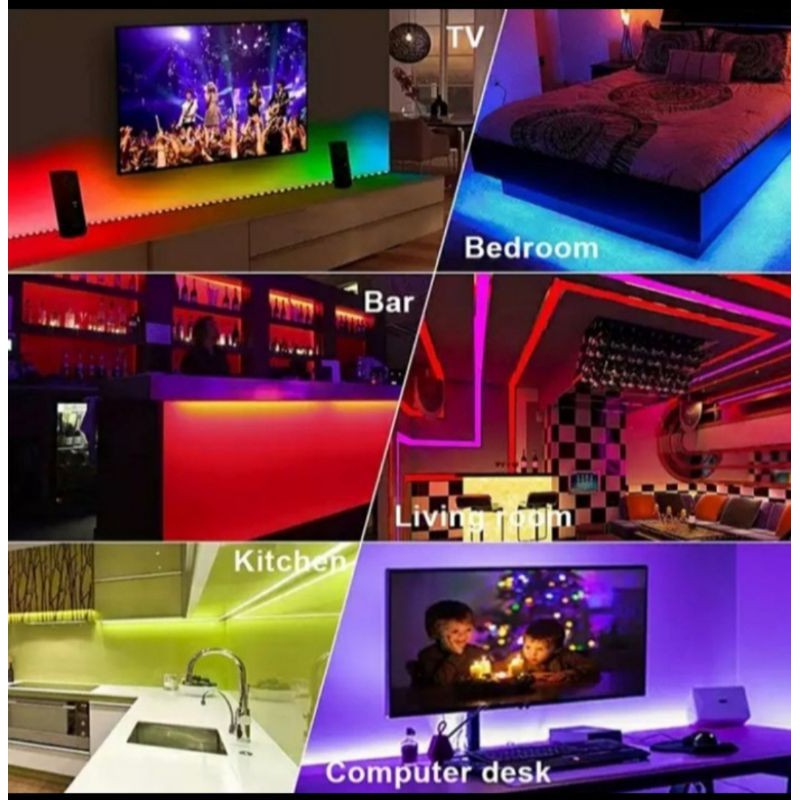 lampu LED strip RGB warna warni ip44 3528 komplit remot dan adaptor