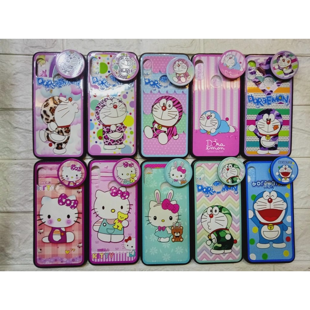 Case Handphone Xiaomi Redmi Note 6PRO+Popsocket Motif Kartun lucu reallpict