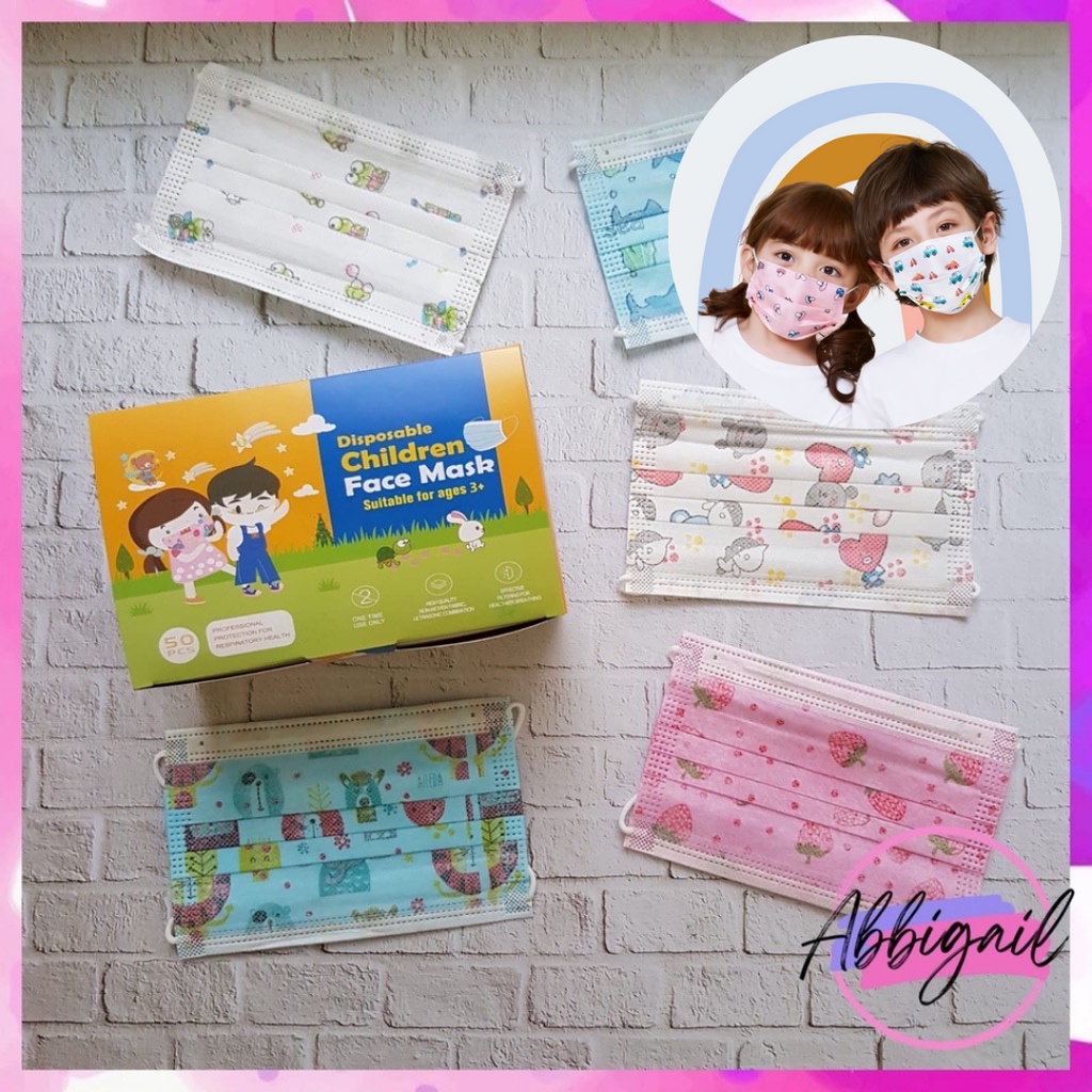 𝘈𝘉𝘎✰ Masker Anak Karakter Earloop 3ply isi 50 pcs 3 ply / Masker anak cewe cowo 3ply Medical grade / Masker Anak Model Earloop Motif Cowok Cewek 1033