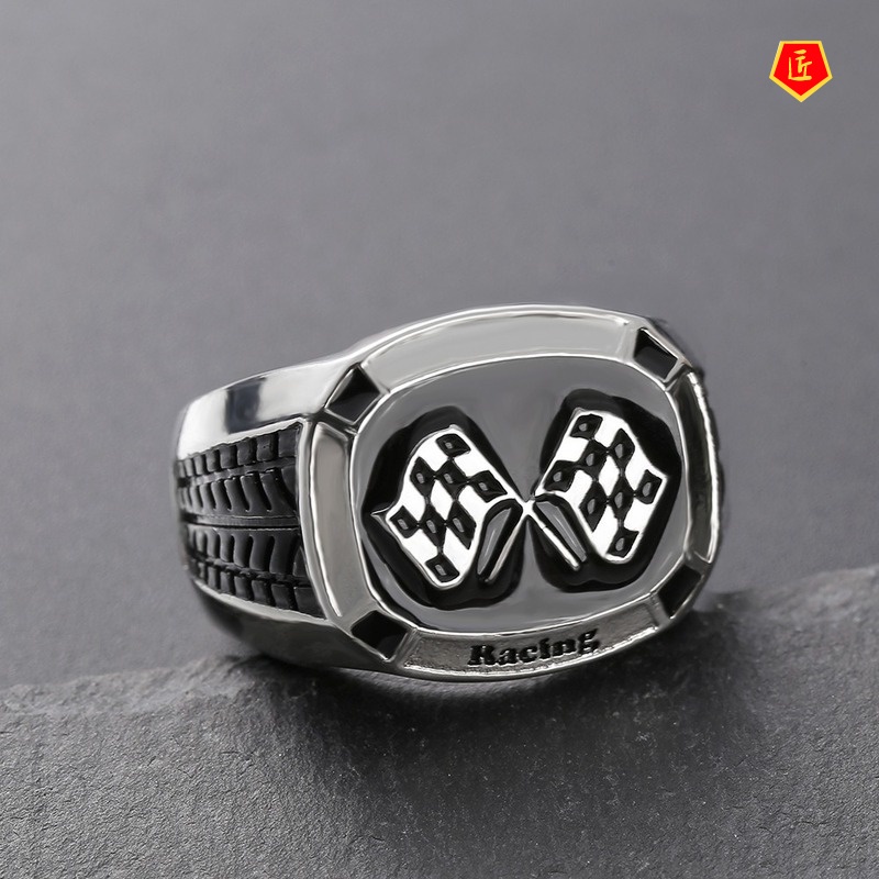 [Ready Stock]Classic Fashion Men's Silver Black Ring