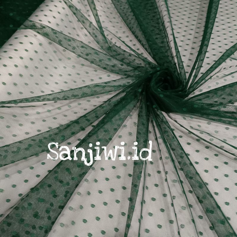 Kain Tile Polkadot/Kain Tille Dot/Soft Tulle-Hijau botol