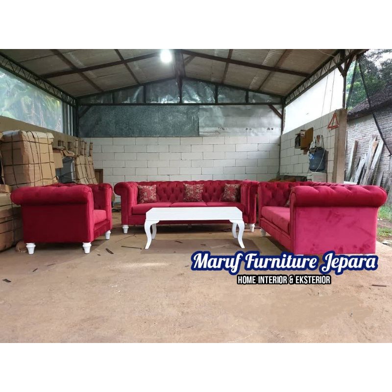 Set Sofa Minimalis Cesterfiel 321 + Meja