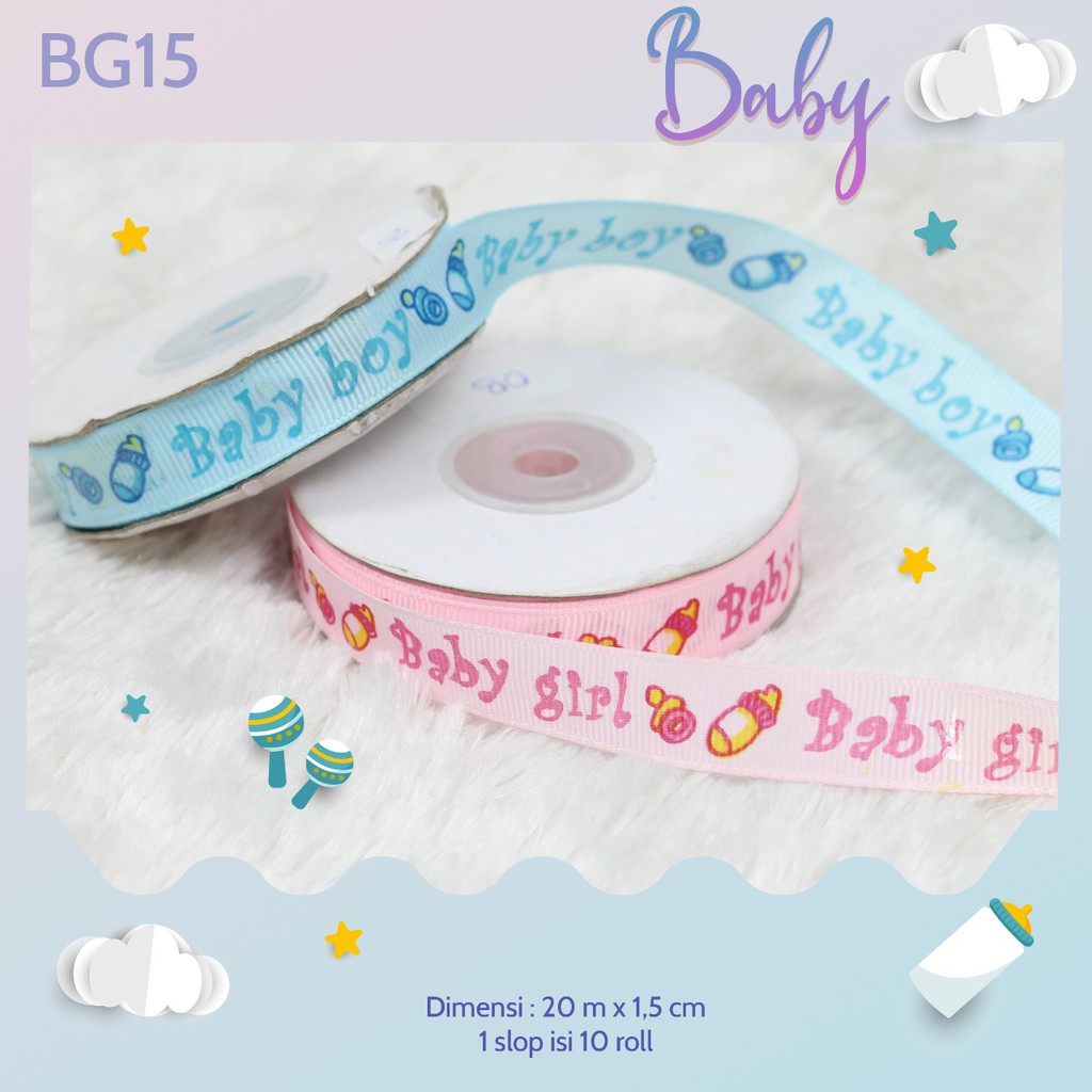 Pita Roll Grosgrain Baby Motif 1,5cm CGBG15 - 2 Pilihan Motif