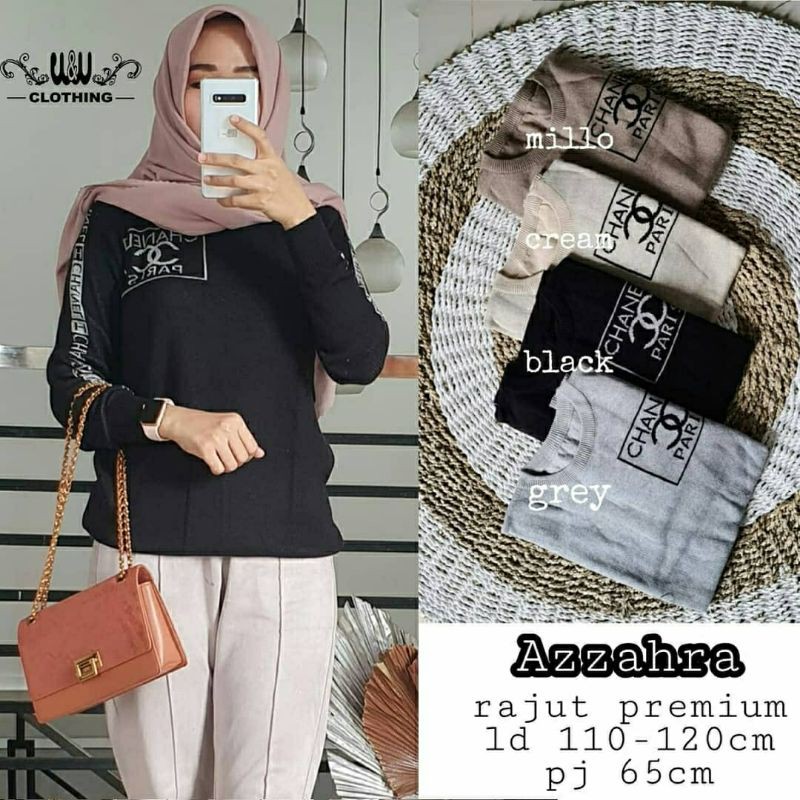 Azzahra Top blouse wanita blouse muslim blouse muslimah blouse rajut import blouse import baju rajut