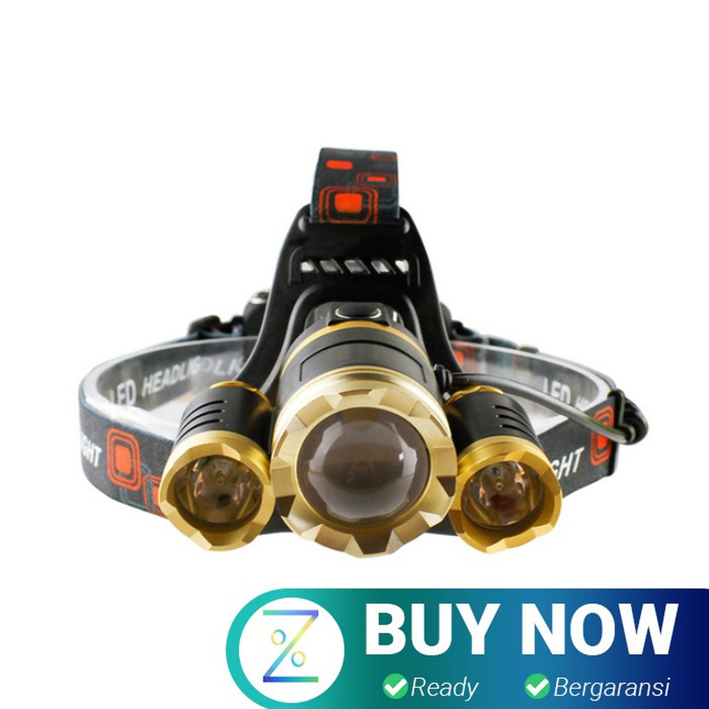 TaffLED Senter Headlamp Cree XM-L 3T6 10000 Lumens - IHT425H1 - Golden