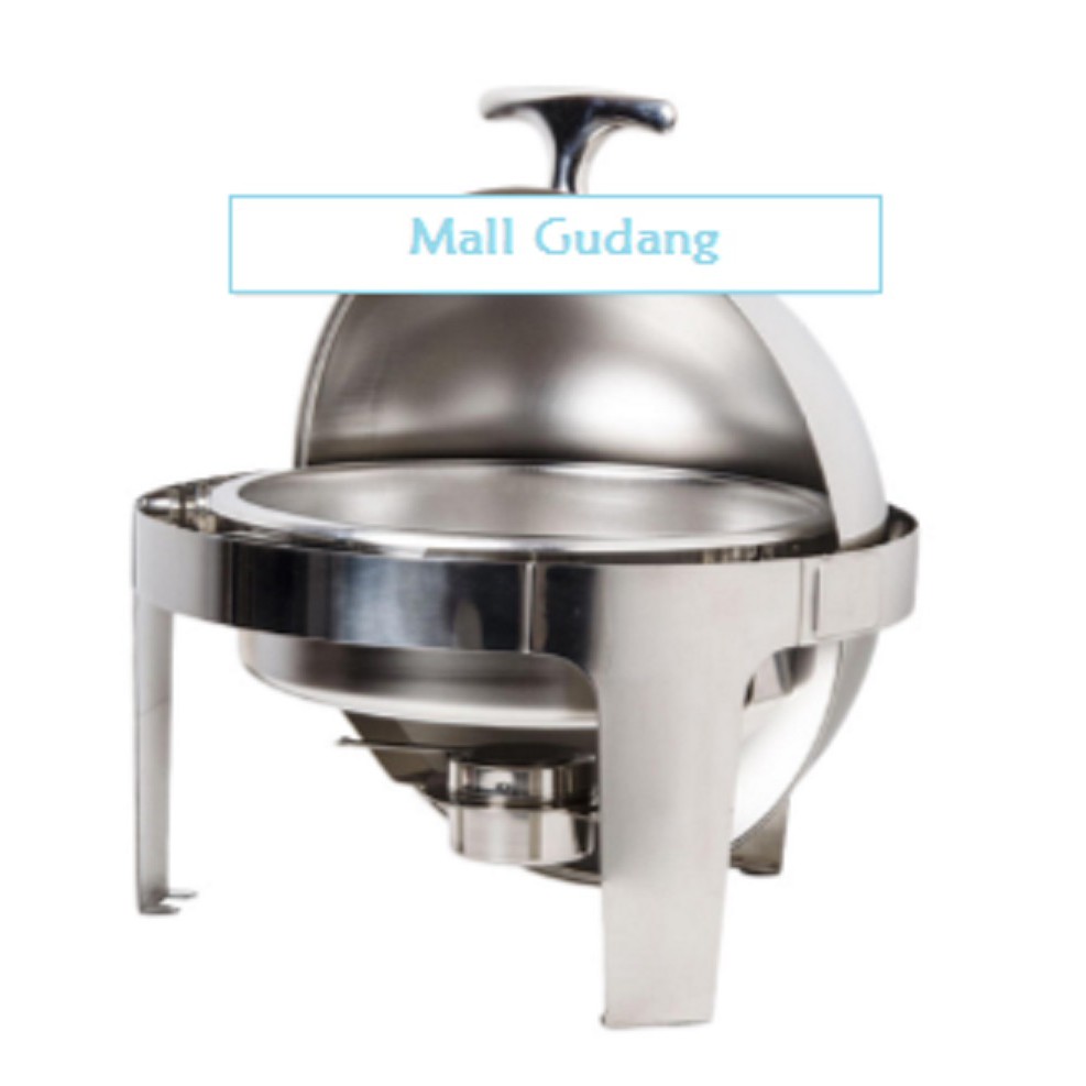 Set wadah prasmanan bulat/Round roll top chafing dish SUGGO 6 L Murah