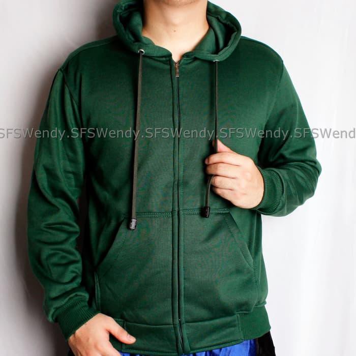 Jaket Hoodie Jumper Zipper resleting hijau green army pria original