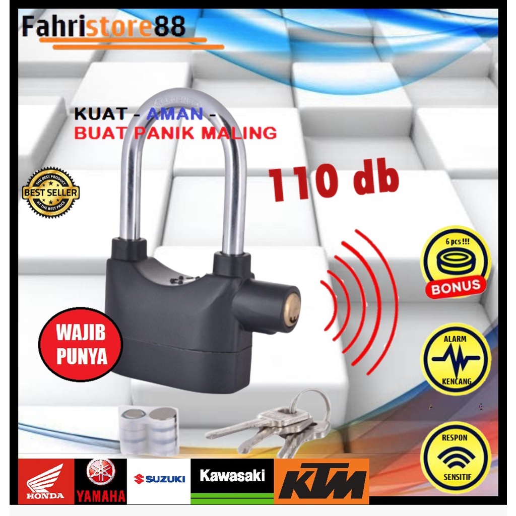 ORIGINAL  GEMBOK MOTOR HONDA BEAT ALARM 110 db KENCANG KUAT ANTI CONGKEL GEMBOK MOTOR KUNCI PAGAR