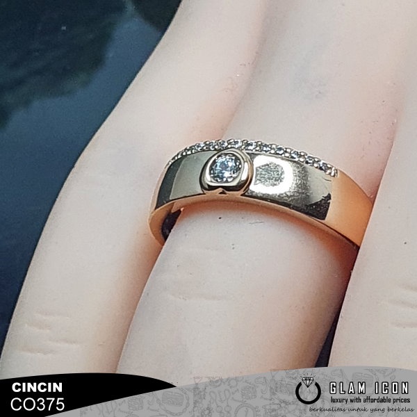 GLAMICON JEWELRY - Aksesoris wanita Cincin Wanita Couple Mata Satu Plus line C0375 CCG