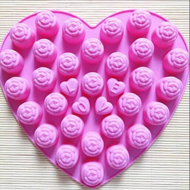 Cetakan Puding Coklat Rose With Love Bunga Mawar LOVE Silikon Silicon