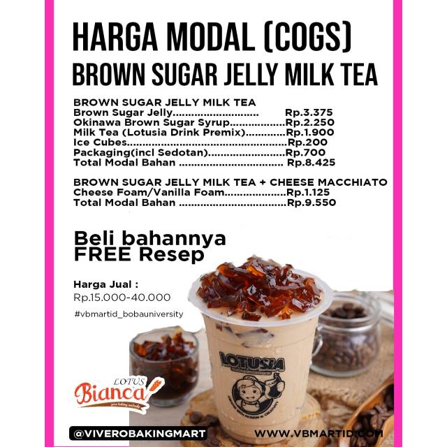 Paket Brown Sugar Jelly Milk Tea Rp.230.000