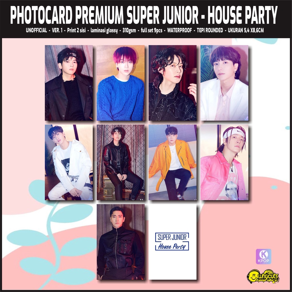 PHOTOCARD FULL SET PREMIUM UNOFFICIAL SUPER JUNIOR KEEP ON GOING / PRINT 2 SISI FULL GLOSSY LAMINASI / ANTI AIR / ISI 9 PCS