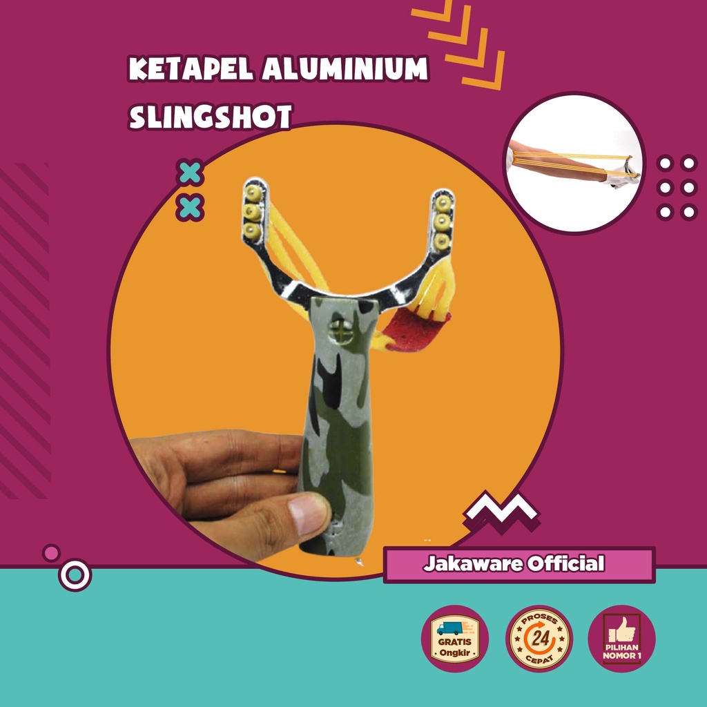 KETAPEL ALUMINIUM OUTDOOR SLINGSHOT IKAN BURUNG KARET ALAT TACTICAL TAKTIKAL SURVIVAL HUTAN STEEL BA