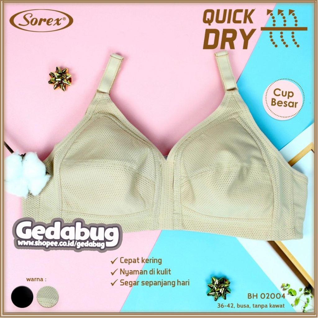 Bra Sorex Quick Dry 02004 | BH Wanita dewasa Berpori Cup Besar Kait 2 | Gedabug