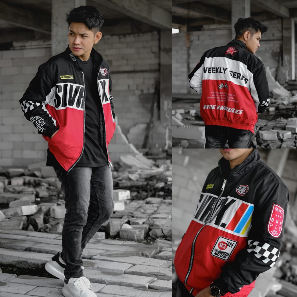JAKET VINTAGE - JAKET PRIA - JAKET VINTAGE RACING - JAKET BOMBER NASCAR - SALVIO HEXIA - JAKET HITAM