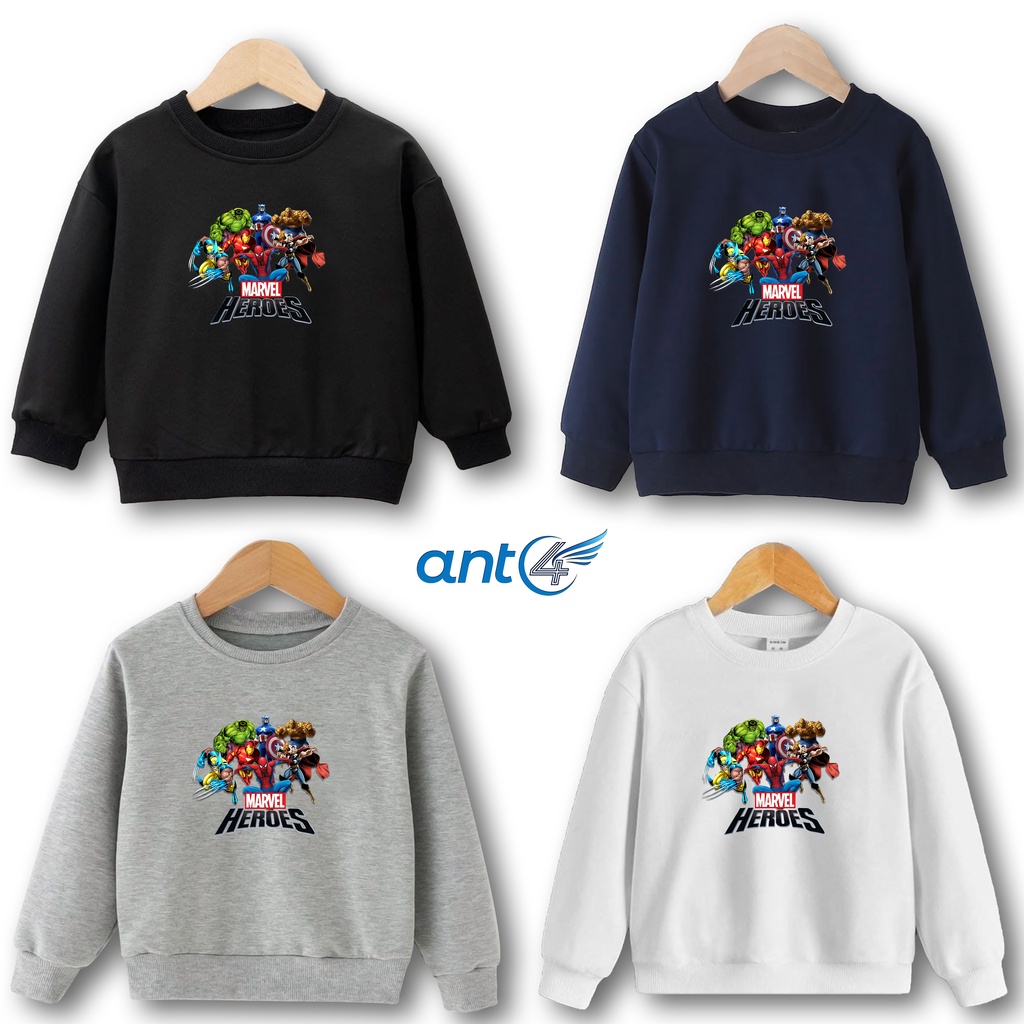 sweater anak laki laki usia 2 - 12 tahun jaket switer crewneck marvel hero