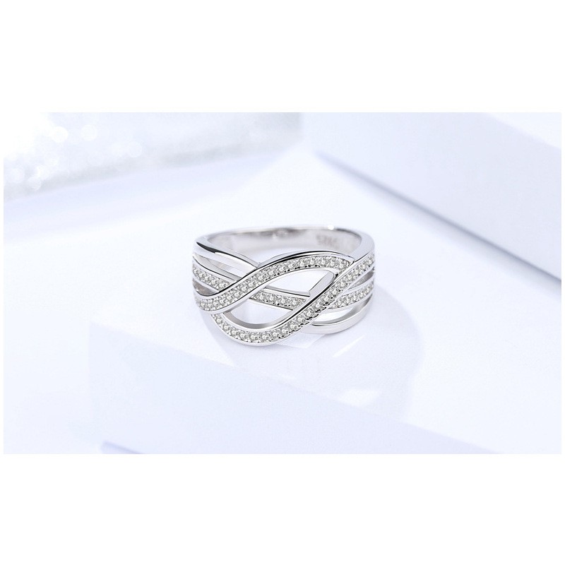 Cincin Perak Wanita Couple Asli S 925 Lapis Rhodium Cocok Nikah tunangan hadiah RS044