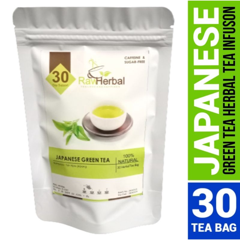 RAW TISANE Japanese Green Tea : Teh Celup Hijau Ocha Jepang Isi 30 Tea Bag