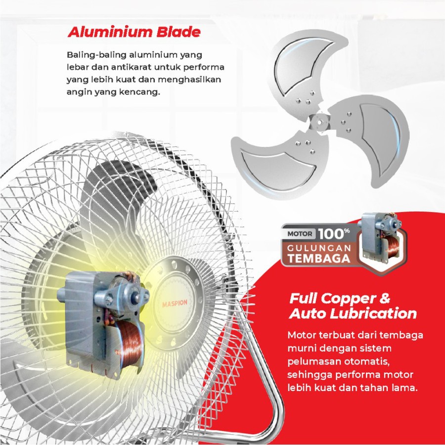 Maspion Kipas Angin Meja Desk Fan Tornado Besi 10 inch PW-1001 D PW 1001 D PW1001