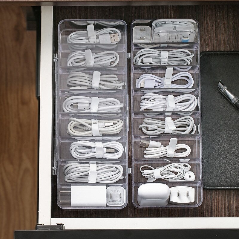 Kotak Penyimpanan Charger Kabel Charger 8 Slot Kotak Chasan Kabel Casan Organizer Cable Storage