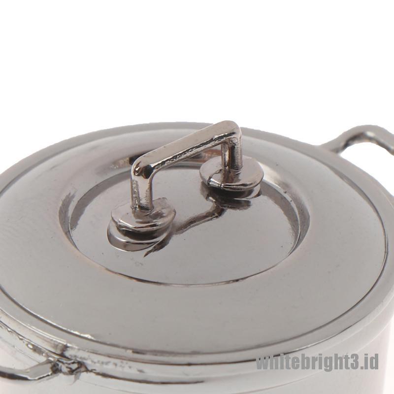 (white3) Mainan Miniatur casserole Bahan stainless steel Untuk Aksesoris Dapur Rumah Boneka 1 / 12