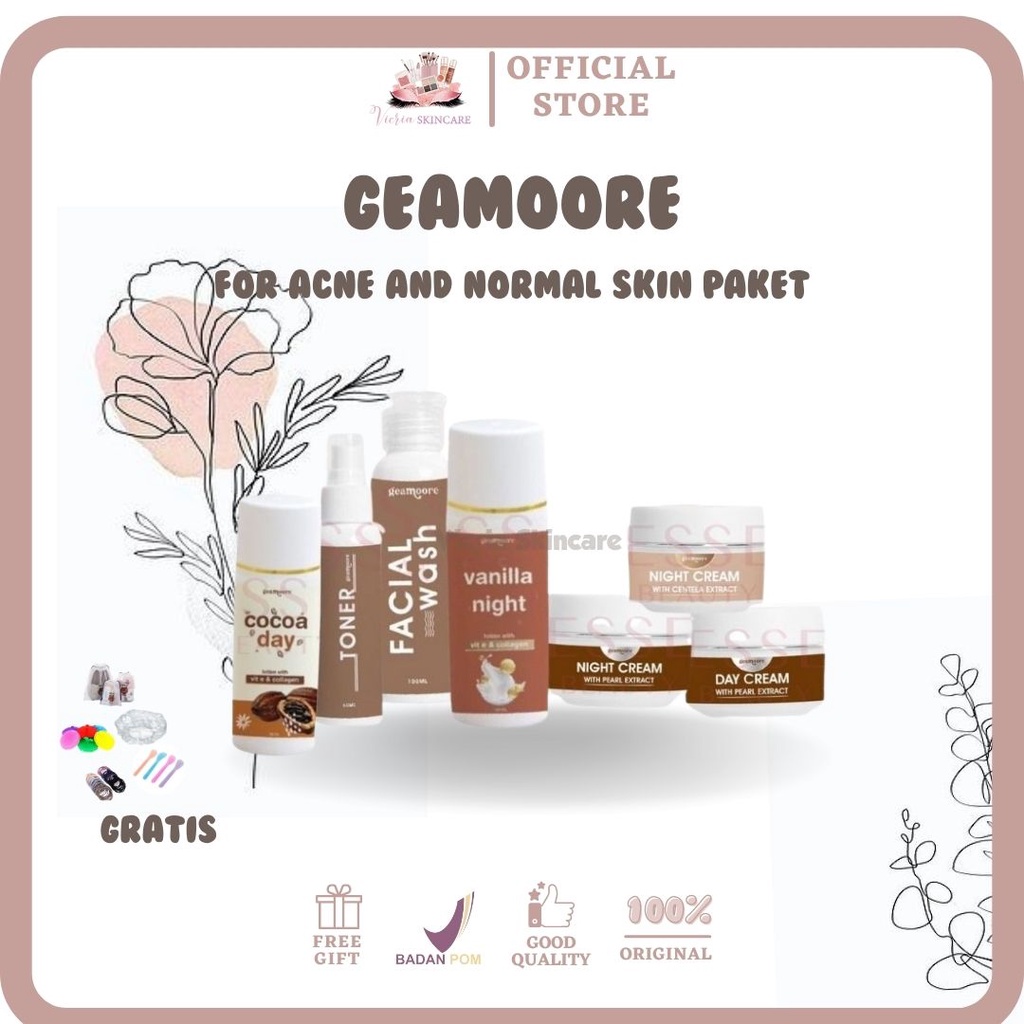 BPOM Geamoore skincare for acne and normal skin paket skincare