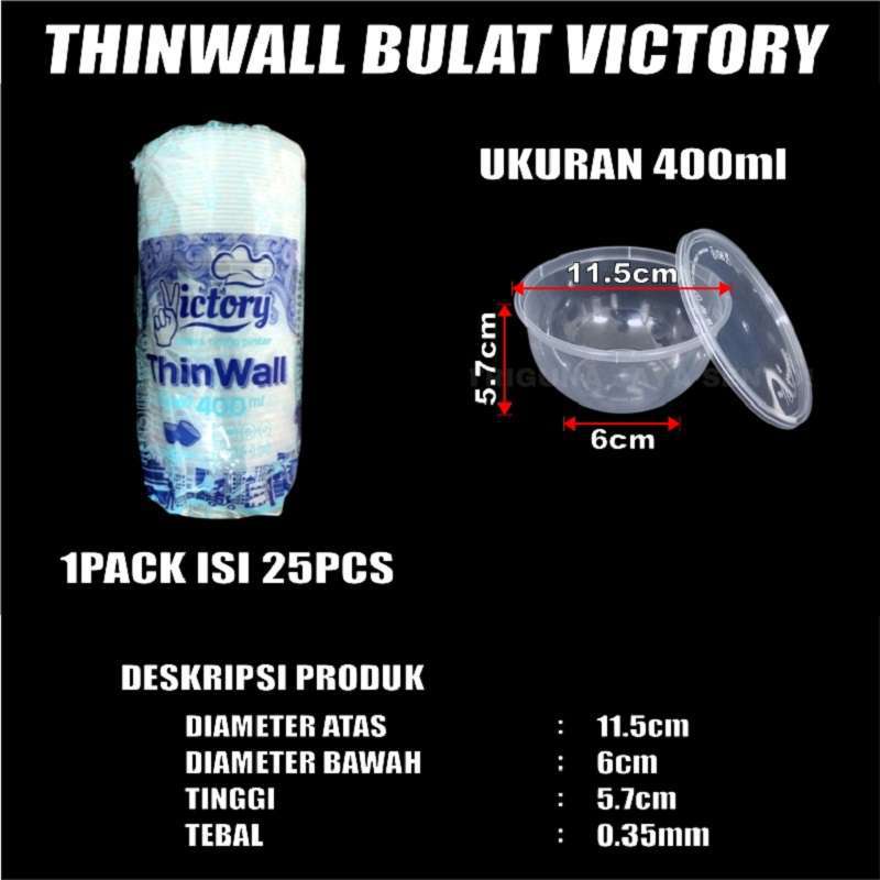 Thinwall Bulat Ukuran 200ml 300ml 400ml 450ml 650ml 750ml Per Pack Mangkok Bowl Plastik SBY