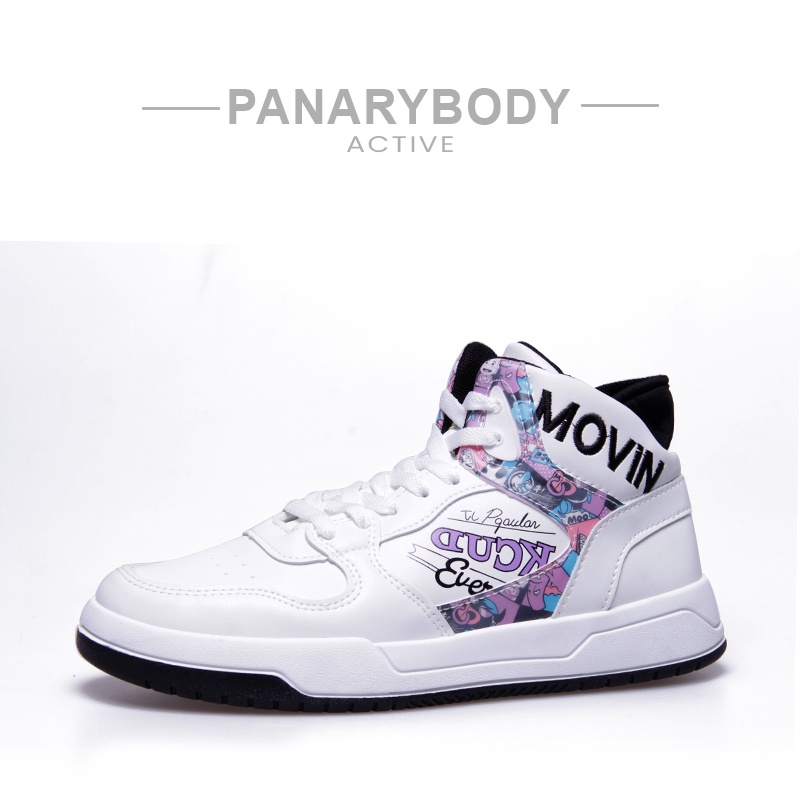 Sepatu Pria Sneakers Couple Sepatu Unisex Panarybody P7020 P7021 Sepatu Sneakers Couple Fashion Pasangan-PUTIH-HITAM