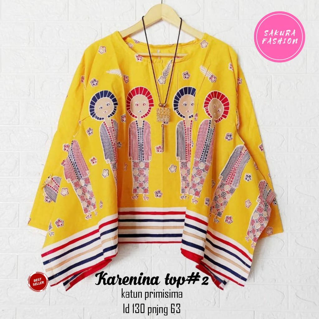 Karenina top #2 batik wanita atasan super jumbo LD 130 /batik modern blouse batik kantor solo
