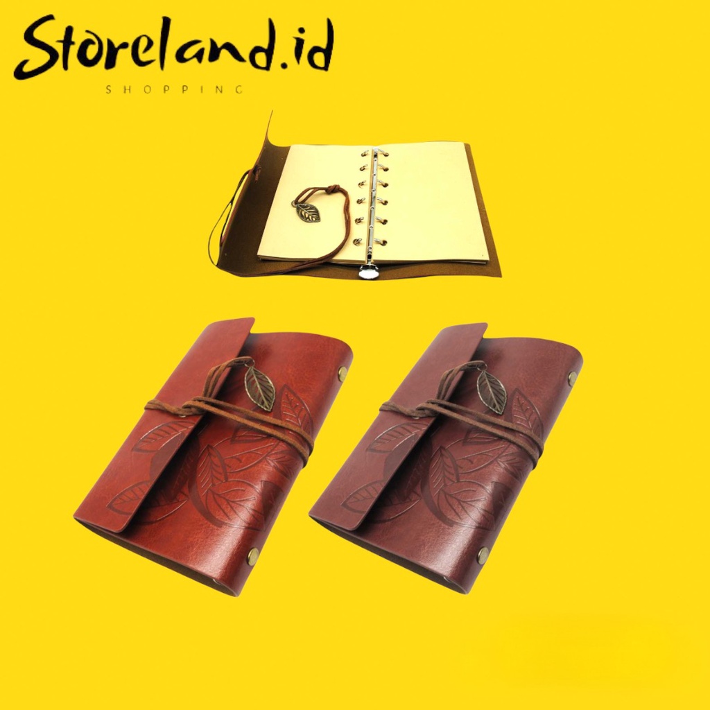

[COD] Buku Catatan Binder Kulit Retro Leaf Kertas A5/A6