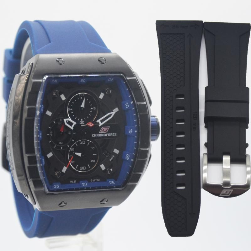 TERBARU JAM TANGAN PRIA CHRONOFORCE 5329MB BIRU NAVY FREE STRAP HITAM ORIGINAL GARANSI RESMI 1 TAHUN