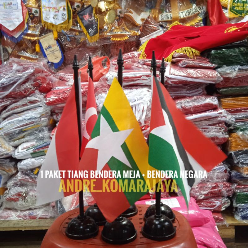 

bendera meja negara asean dan tiang kayu meja ready stock