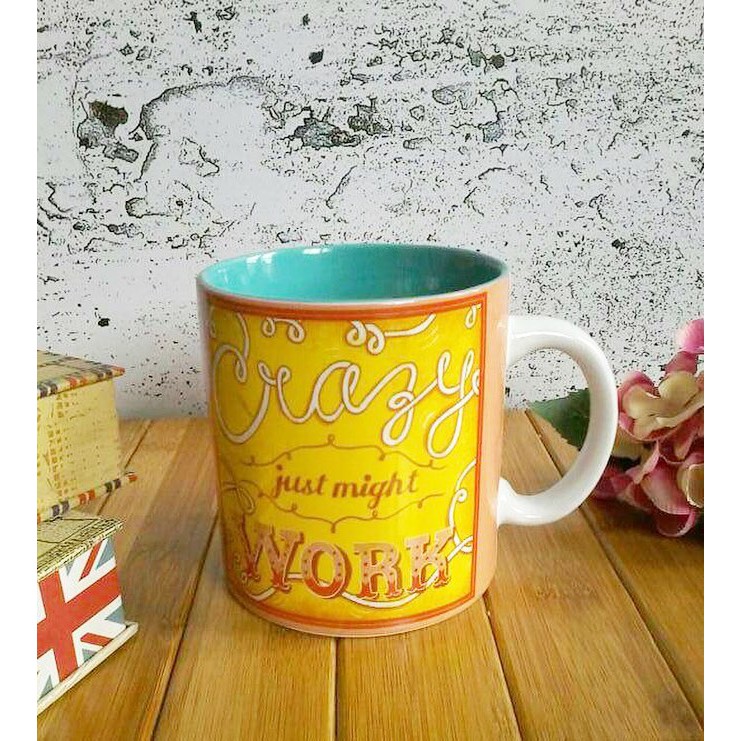GELAS MUG MOTIF TULISAN WARNA-WARNI/GELAS CANTIK/MUG CANTIK/MUG KERAMIK/KADO MURAH