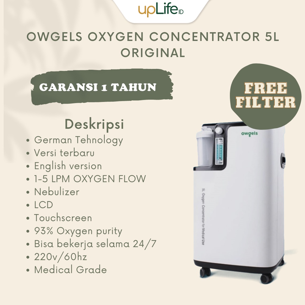 Owgels OZ-5-01TW0 Oxygen Concentrator & Nebulizer 5Liter