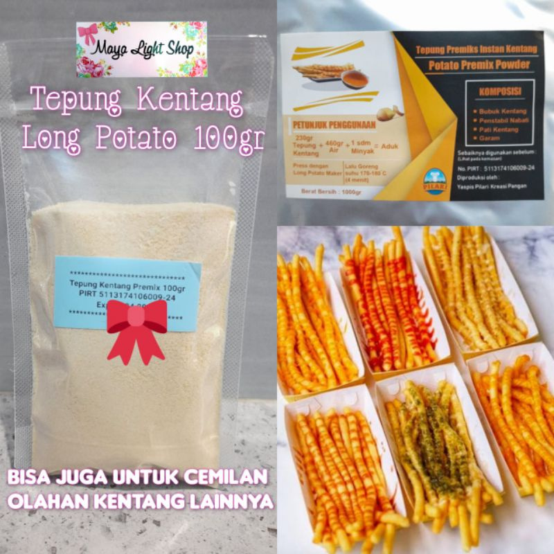 Tepung kentang 100gr Long Potato original premium french fries flour flake