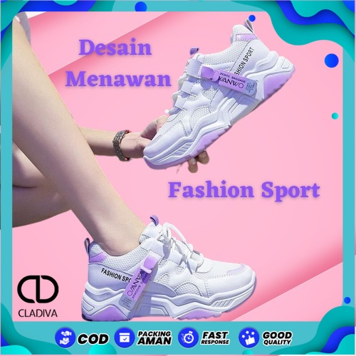 Sepatu Wanita Sneakers Tali Fashion Sport Korea Wanwoo 08 Spatu Snikers Wanwo Perempuan Cewe Cewek Shoes FSH151 Cladiva